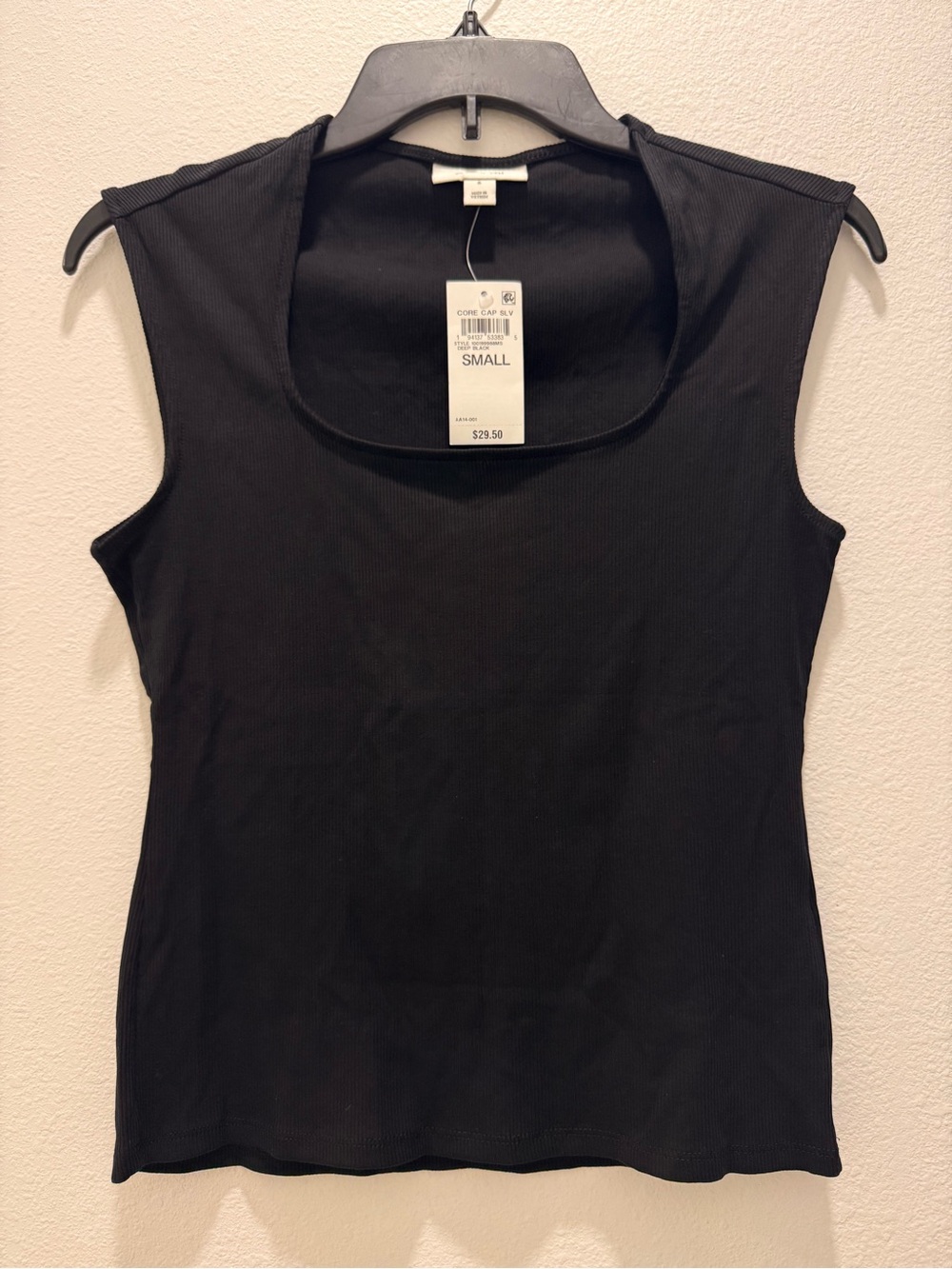 On 34th Black Ribbed Cap Sleeve Size Small NWT